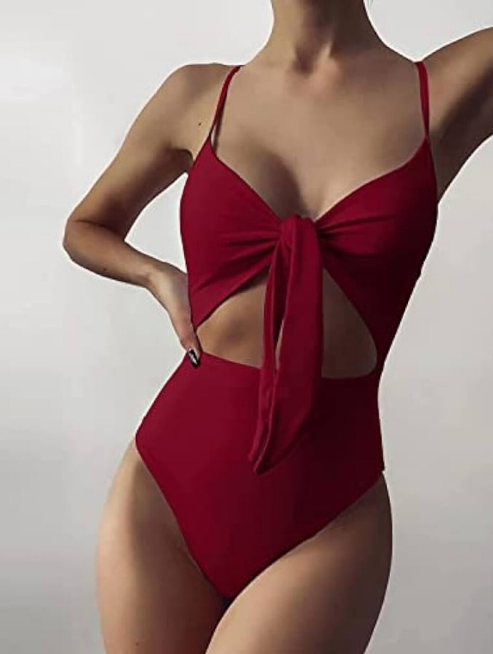Forever 21 Wrap Front Cutout One Piece Swimsuit Deep Red Size Large